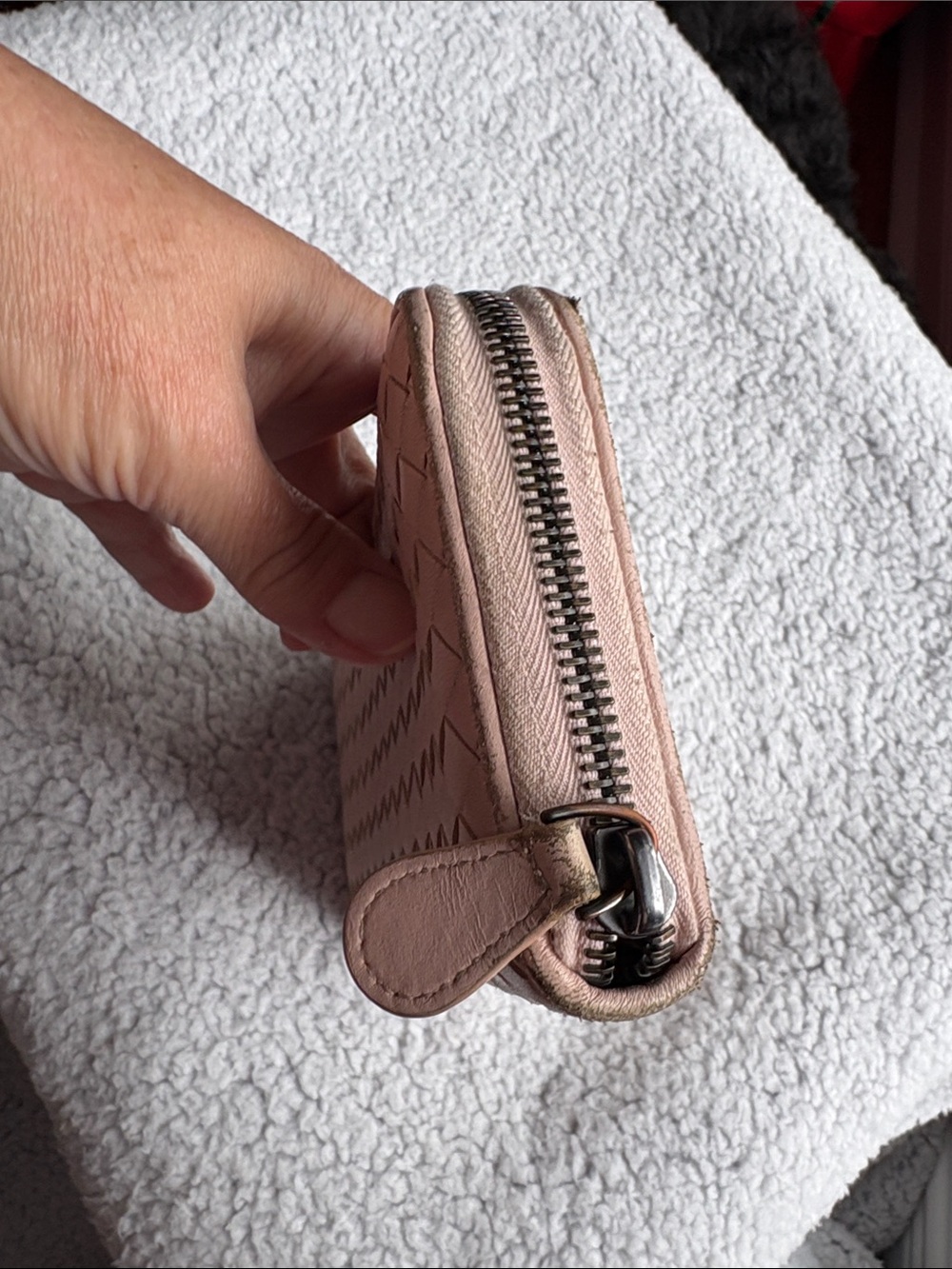 Bottega Veneta NAPPA Lambskin Leather Woven Zip-Around Wallet in Blush Pink - Picture 5 of 15